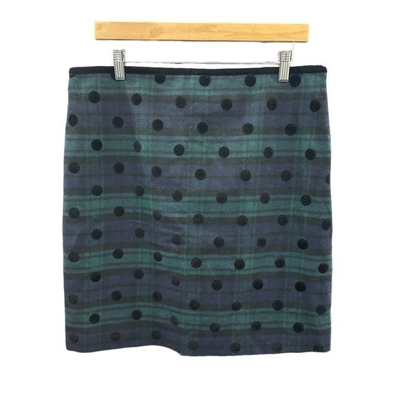 Talbots Wool Plaid Polka Dot Midi Skirt Size: 12P - Picture 2 of 7